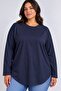 Women's Plus Size Crew Neck Long Sleeve Oval Hem Tunic T-Shirt Spr26Btk992 - 2