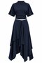 Navy Blue Asymmetrical Modal Skirt Suit - 261024