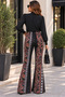 Timeless Elegance Women's Ethnic Patterned High Waist Wide Leg Diver Fabric Leggings Pants - 4