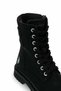 Women's Black Boots, Lace-Up, Side Zipper, Thick Sole, Winter Ankle Detailed Casual Boots - 8