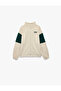 Printed Long Sleeve High Neck Zippered Sweatshirt - 5