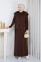 Women's Mercerized Knitwear Dress with Collar Brooch and Bolero - 6