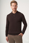 Polo Collar Long Sleeve Knitted Comfort Fit Cotton Sweater 1012265007 - 2