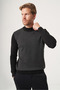 Black-Smoked Turtleneck Long Sleeve Knitted Comfort Fit Cotton Sweater 1012265154 - 2