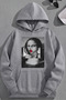 Unisex 3 Thread Cotton Gray M0Nalisa Print Loose Fit Sweatshirt Hoodie