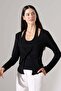 Women's Inside-Over-Neck, Outside-Cross-Tied Long Sleeve Blouse 22320 - 2