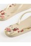 Women Beige Floral Printed Flip Flops - 4