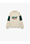 Printed Long Sleeve High Neck Zippered Sweatshirt - 6