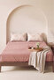 Powder Brown Triana Double Elastic Bed Sheet Set 160X200 cm - 3 Pieces