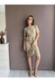 Glittery and Buttoned Soft Blouse Skirt Knitwear Set - 4