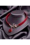 Red Genuine Leather Choker Necklace - 2