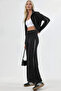 Modal textured zippered collar high waist wide leg two piece set - 2