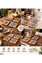 Woodtown 4-Piece Natural Travertine Stone Coasters with Wooden Frame and Uv Printed Tile Pattern Coffee Coaster - 3