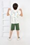 Boy's Printed T-Shirt and Shorts Set - Summer Cotton 2-Piece Combination 2507 Green - 2