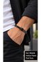 Cerlino Graphite Gray Black Leather Men's Bracelet - Black Open Clasp