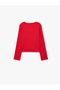 Dog Embroidery Detailed Cotton Camisole Crew Neck Long Sleeve T-Shirt - 2