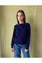 Polo Collar Long Sleeve Soft Textured Blouse - 3
