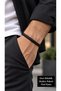 Tazreno Blackorb Black Leather Men's Bracelet - Open Weave Design with Sphere End