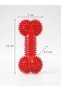 Squeaky Serrated Bone Dog Chew Toy Teeth Teether and Cleaner Red 12 cm - 3