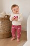 Baby girl heart detailed appliqued ribbed top and bottom 2 piece set 3-6-9-12 months old - 6