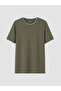 Vizyon New Season Khaki Crew Neck Combed Cotton Men's T-Shirt - 4
