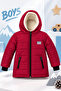 Boys' Plush Lined Hooded Zippered Winter Puffer Coat