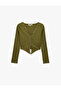 Slim Fit Camisole Lace Detailed V-Neck Long Sleeve T-Shirt - 5