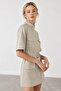 Belt Detailed Dress Beige - 4