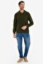 Men's regular fit classic cut long sleeve khaki polo collar sweatshirt - 2