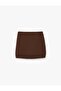 Slim Fit A-Line High Waist Mini Skirt - Brown - 3