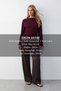 Women's Burgundy Boat Neck Draped Waist Blouse Alc-X15864 - 2