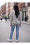Women's 3 Thread Casual Sweatshirt Minimal Printed Crew Neck Relaxed Fit - 3