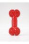 Squeaky Serrated Bone Dog Chew Toy Teeth Teether and Cleaner Red 12 cm