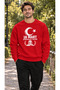 Men's Canakkale Martyrs Memorial and Moon Star Printed Crew Neck Casual Regular Fit Sweatshirt