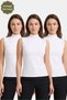 3-White Women's Sleeveless Half Turtleneck Body/Blouse - Pack of 3