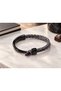 Cerlino Graphite Gray Black Leather Men's Bracelet - Black Open Clasp - 3