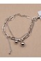 Vip Silver Color Double Chain and Ball Detailed Xuping Steel Bracelet, Non-Tarnish Steel Bracelet 18+4 cm