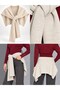 Women's knit scarf shawl - sweater-look square shoulder shawl 1407 beige - 6