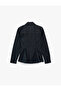 Cotton Long Sleeve Classic Collar Buttoned Peplum Denim Shirt - 2