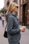 Women's Winter Thick Fleece Lined Puff Fabric Hooded Regular Sweatshirt with Kangaroo Pocket - 7