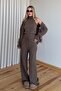 Milky Brown Turtleneck Buttoned 3-Piece Knitwear Set - 1430 - 4
