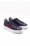 Navy Blue Genuine Leather Red Detailed Eva Sole Men's Sneaker Sports Shoes - F30 - 2