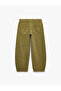 Cotton Comfortable Fit Pocketed Regular Waist Straight Leg Balloon Fit Barrel Trousers - 2
