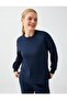 Navy Blue Relaxed Fit Crew Neck Modal Sweatshirt - 5
