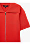 Regular Fit Zippered Turn-Down Collar Short Sleeve Knitwear Cardigan - 3