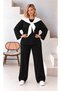 Women's Plus Size Crew Neck Scarf Detailed Oversize Loose Cut Lycra Modal Fabric Tracksuit Set 29502 - 4