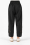 Women's Black Embroidered Washed Linen Wide-Leg Trousers - 5