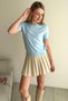 Crew Neck Glittery Soft Textured Blouse - 3