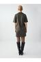 Khaki Relaxed Fit V-Neck Short Sleeve Suede Mini Dress - 7