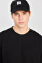 Relaxed Fit Wide Cut Crew Neck Cotton Black T-Shirt - 4